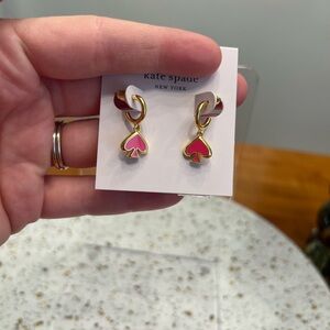 Kate Spade Pink and Gold Spade Drop Earrings